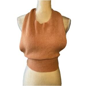 Free People Apricot Knit Backless Cropped Tied Top Size M100